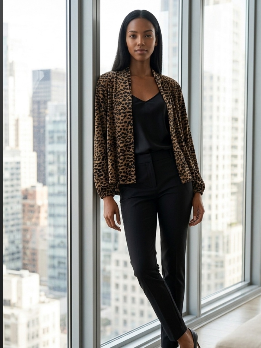 Vintage Florenzi Leopard Print Velour Swing Cardigan Jacket Blazer Women’s M New